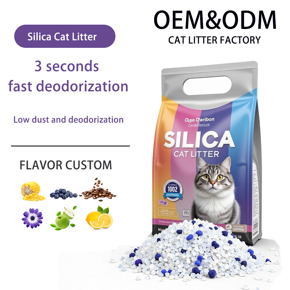 Premium Crystal Non-Clumping Cat Litter Low-Tracking Odor Control Silicone Accept Custom Taste Odor-free Cat Litter