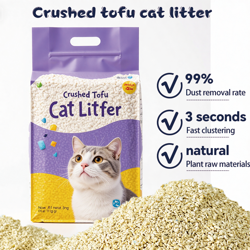 Cat Litter Tofu Crushed Shape Food Grade Soluble in Water Oem Crushed Tofu Cat Litter Sand