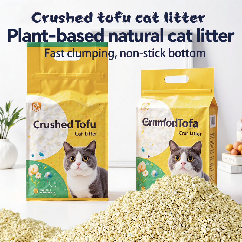 Free Design Cat Litter Pellets Strong Clumping Milk Scent Pet Tofu Litter 99% Dust Free Crushed Tofu Cat Litter