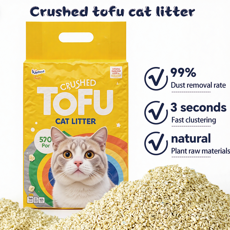Hot Selling 100% Eco-friendly Crushed Tofu Cat Litter Sand Millet Broken Cat Litter Sand Clumping Crushed Tofu Cat Litter