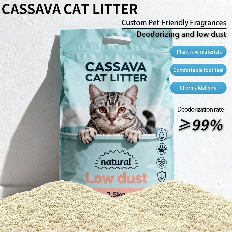 Natural Plant-Based Eco-Friendly Cats Cassava Litter Flushable Superior Clump Integrity Dust-Free Odor Neutralizing
