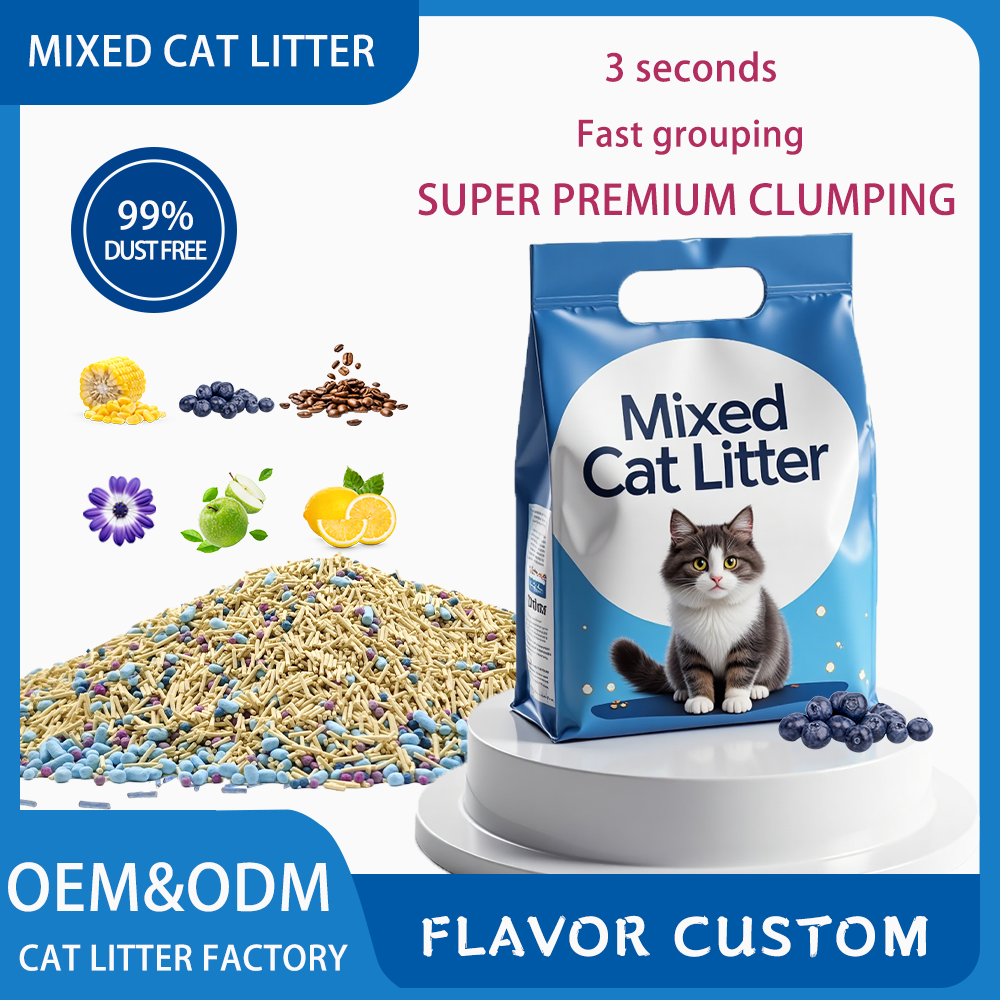 Natural Pure Plant Fast Absorption Flushable Low Dust Super Clumping Natural Not Easy to Remove 6L 2.5kg Mixed Cat Litter