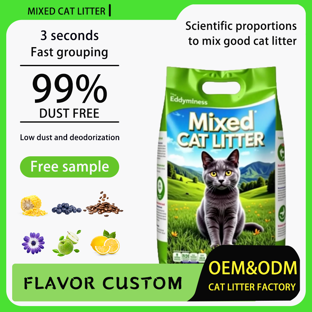 Quick-clumping Premium Cat Litter Odour-absorbing Eco-friendly Non-slip Flushable Highly absorbent 2.5kg/6L Mixed Cat Litter