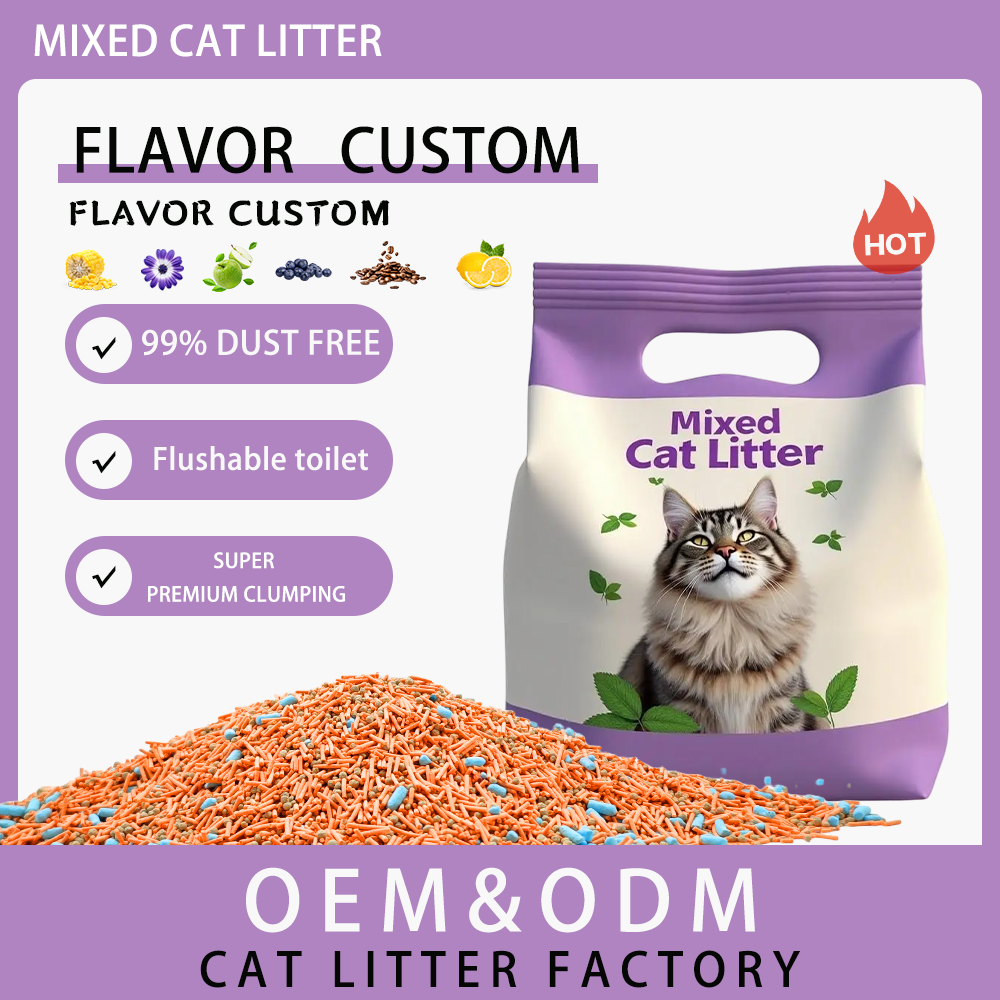 Natural Plant-Based Tofu Cat Litter Quick Clumping Biodegradable High Absorbency Odour Control & Dust Reduction 2.5kg/7L Bentonite Mixed Cat Litter