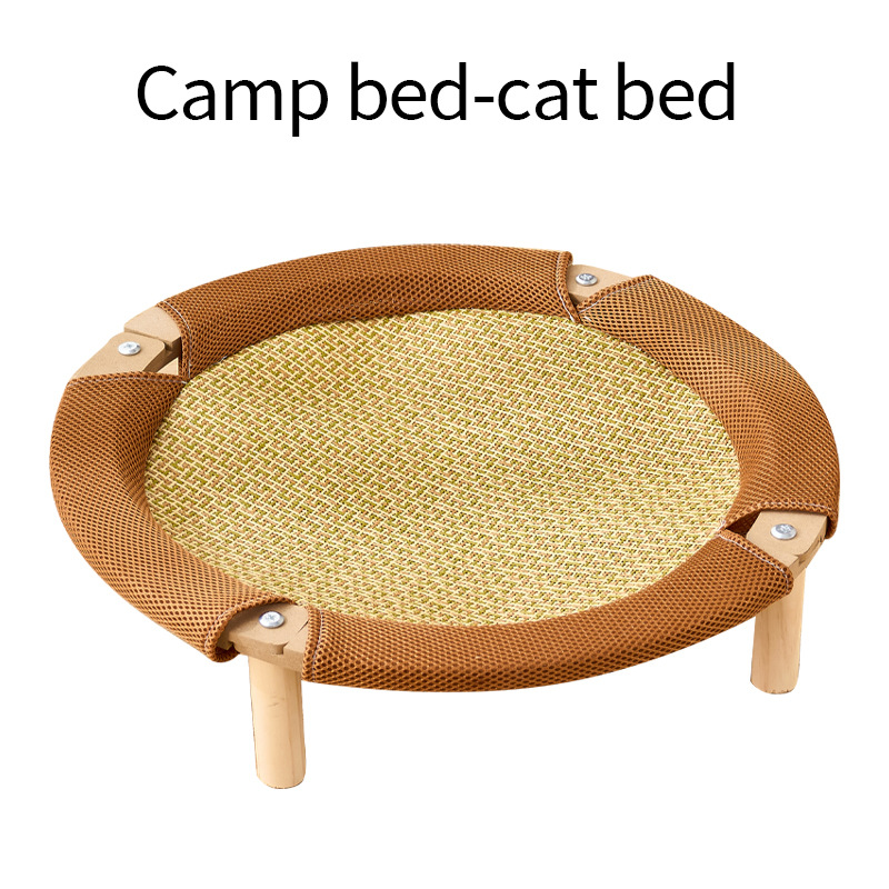 Wooden Pet Hammock Pet Nest Indoor Cat House Mat for Small Dogs Bed Summer Breathable Hammock Sleeping Bed Picture Solid 2 Pcs