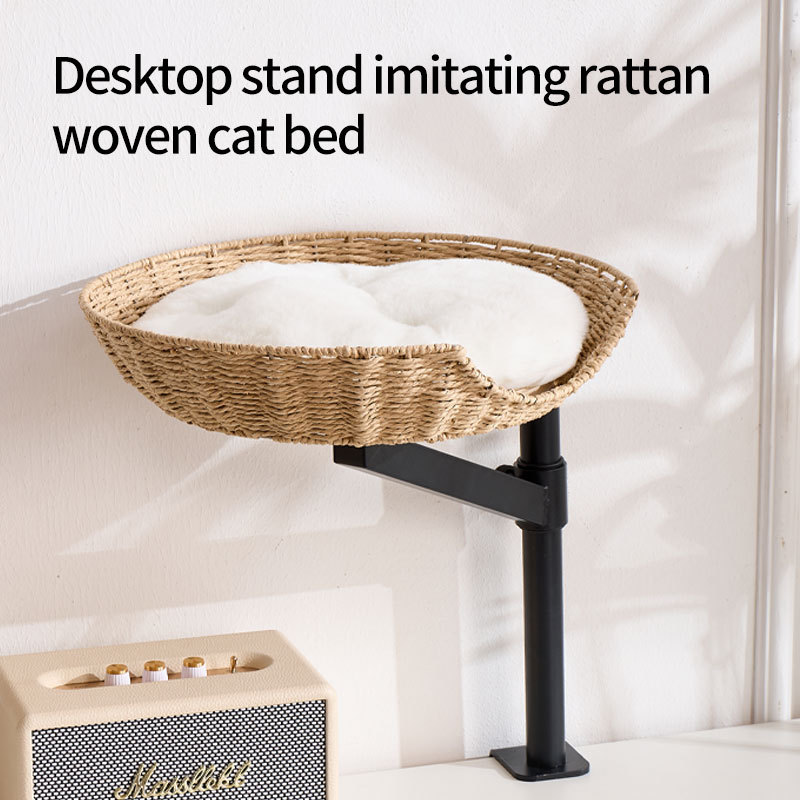 Height Adjustable Cat Bed Safety Cat Shelves with Metal Frame for Cat Lovers Wooden Desk