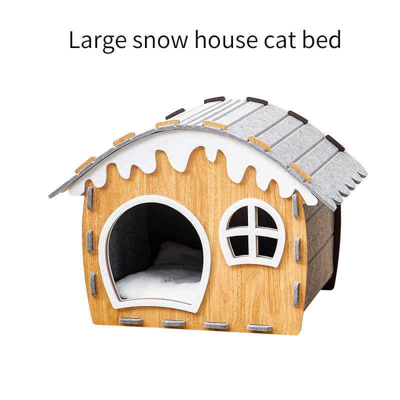 New Eco-friendly Semi-Enclosed Wood Cat Nest Winter Warm Extra-Large Cat Scratching Board All Seasons Scratch-Resistant