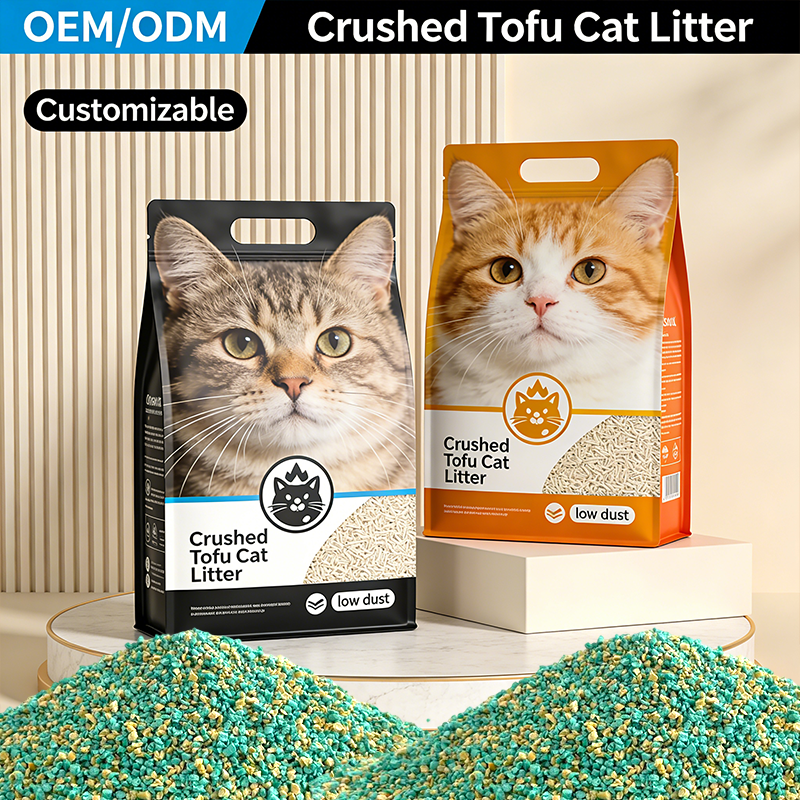 High Quality Eco-Friendly Fast Clumping Low Dust Crushed Stripe Shape Flushable Odor Control Tofu Cat Litter