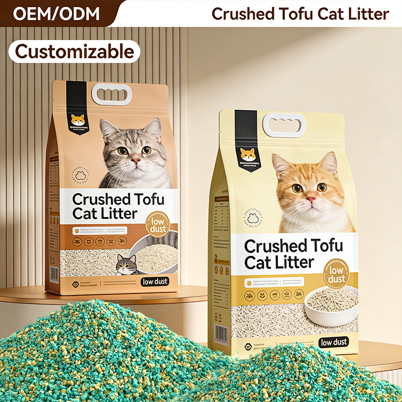Tofu Cat Litter Crushed Stripe Design | Rapid Clumping Maximum Odor Control Flushable | 100% Biodegradable Dust-Free Irregular