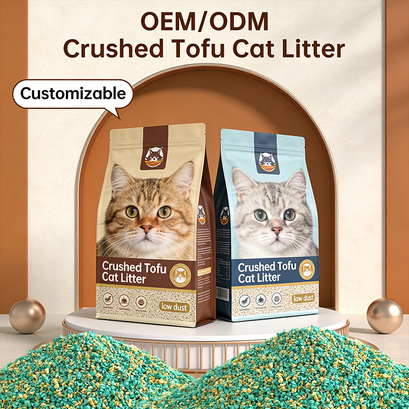 Manufacturers Plant Cat Sand High Quality Low Dust 6L Clumping Crushed Stripe Shape Tofu Cat Litter