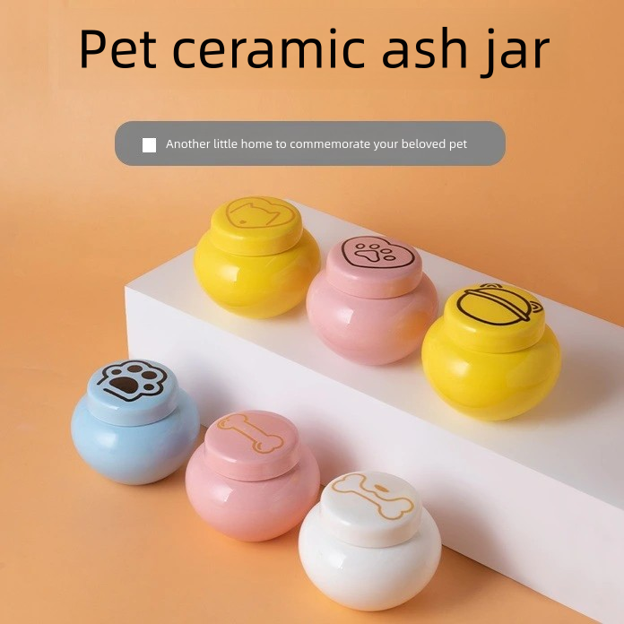 Cat Dog Pet Ashes Box Handmade Round Sealed Collection Pet Hair Cremation Jar Memorial Funeral Supplies Pet Urn