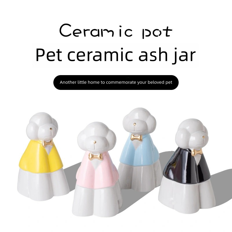  Modern Sealed Moisture-Proof Ceramic Teardrop Pet Urn Patterns-Eco-Friendly Funeral Memorial Decorative Jar for Dog Cat Ashes Pet Urn