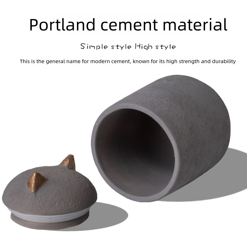 Cat Dog Ash Box Cremation Ash Storage Jar Pet Ash Can Eco-Friendly Handmade Cylindrical Cement Memorial Can Pet Funeral Supplies Pet Urn