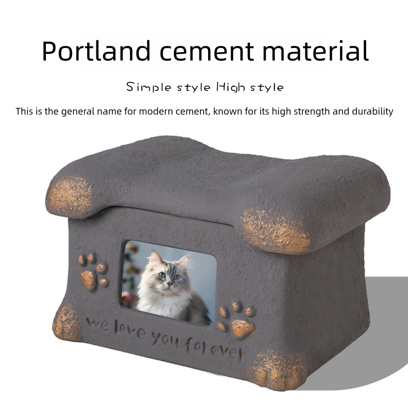 Rectangular Pet Urn Cement with Simple Design Commemorative Jar for Cats and Dogs Pet Funeral Supplies Pet Urn
