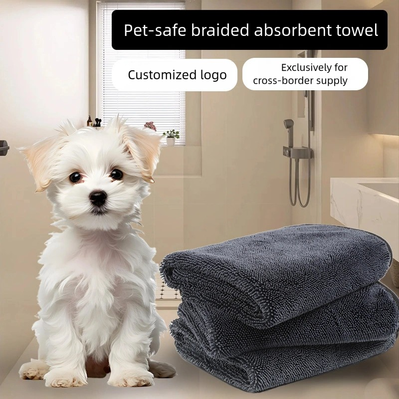 Autumn and Winter Warm Pet Bathrobe Quick-Drying Thickened Microfiber Pet Towel Eco-Friendly Absorbent for Grooming