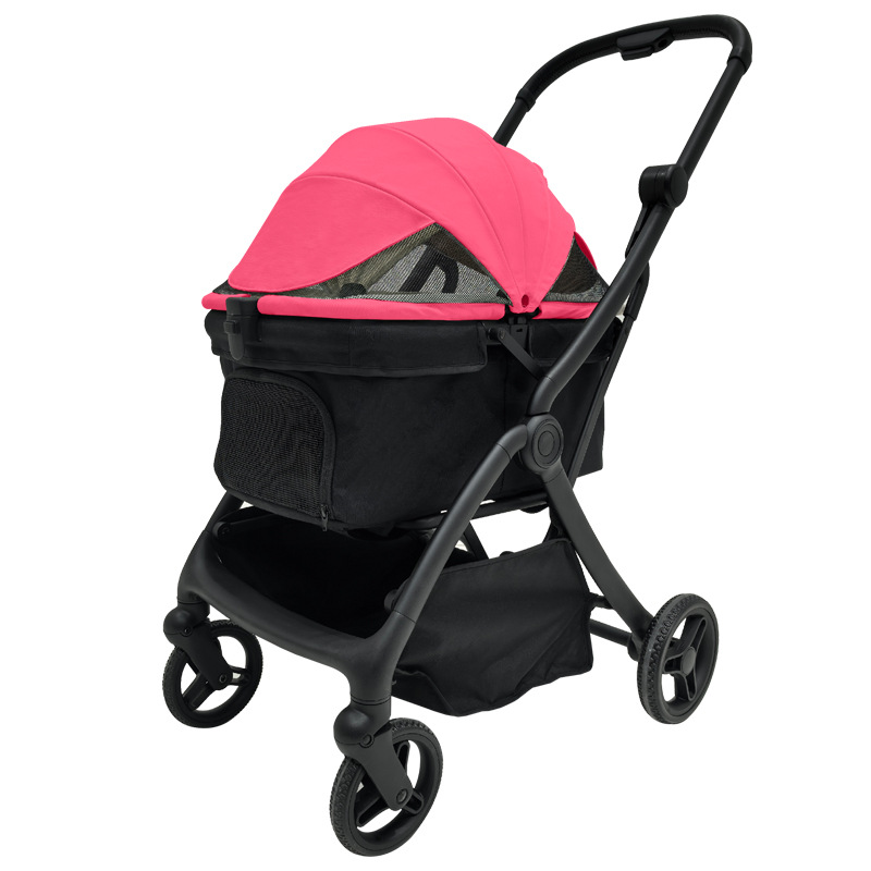 Lightweight Foldable Metal Pet Stroller Cats Dogs Multi-Layer Large Space Detachable Design Easy Installation 4-Wheel 20kg