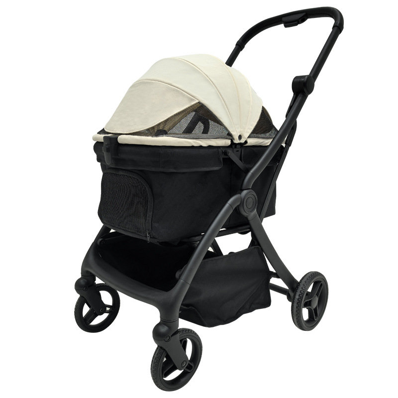 2026 New Portable Foldable Pet Dog Stroller Collapsible Outdoor Small/Medium-Sized Dog Stroller One-Pedal Dual Brakes Model