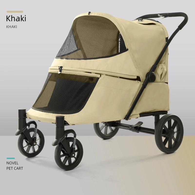 Factory New Comfortable White Pink Oxford Fabric Foldable Pet Stroller Outdoor Trolley Pet Carrier with Removable Feature