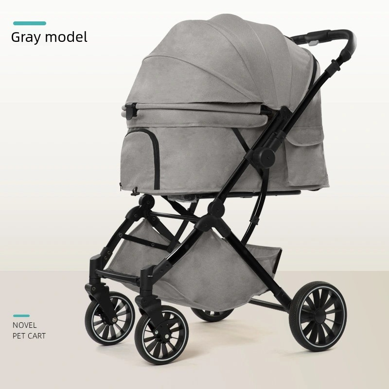 Foldable Lightweight 3-in-1 4-Wheel Pet Stroller Reversible Handle Adjustable Waterproof Washable Durable Breathable Comfortable