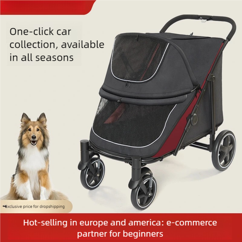 Large Pet Stroller for Medium and Large Dogs Lightweight Foldable One Touch Folding Outdoor