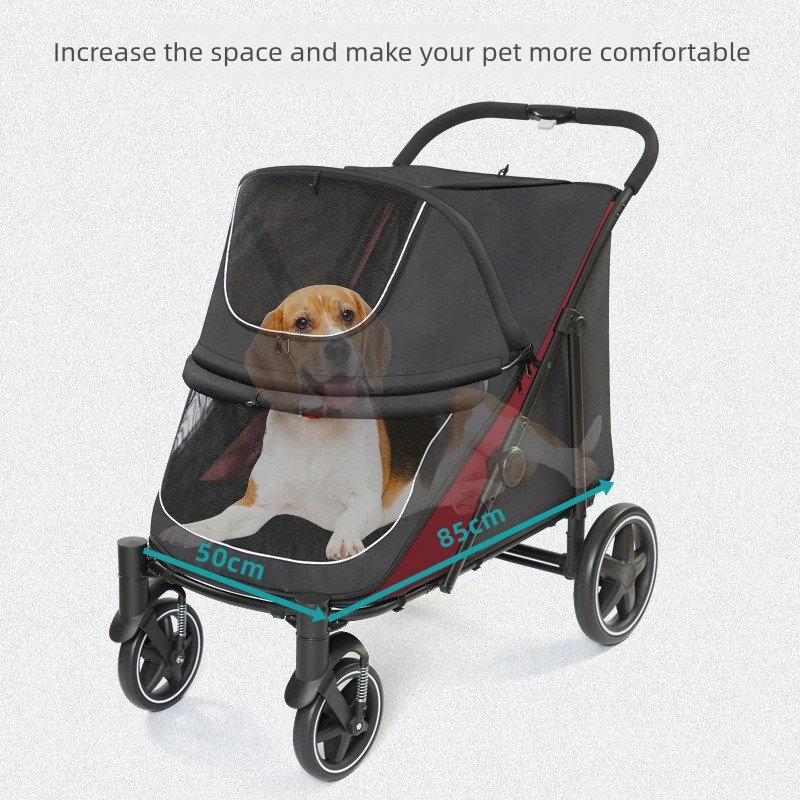 Foldable Pet Stroller Detachable Bag Large Capacity Outdoor Travel Cart for Cats Dogs Elderly Disabled Pets