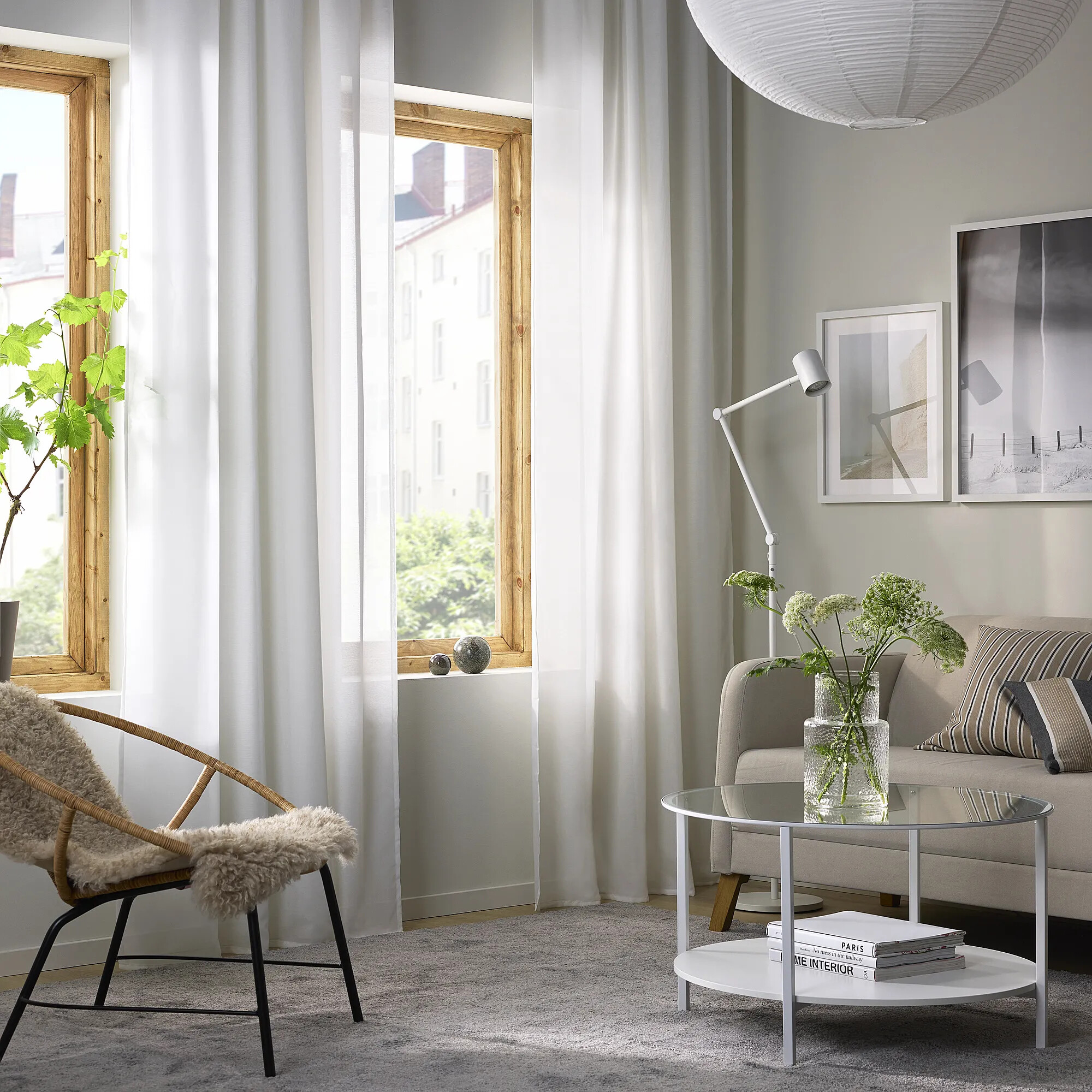 GRS Drapery Curtain White with Heading Tape