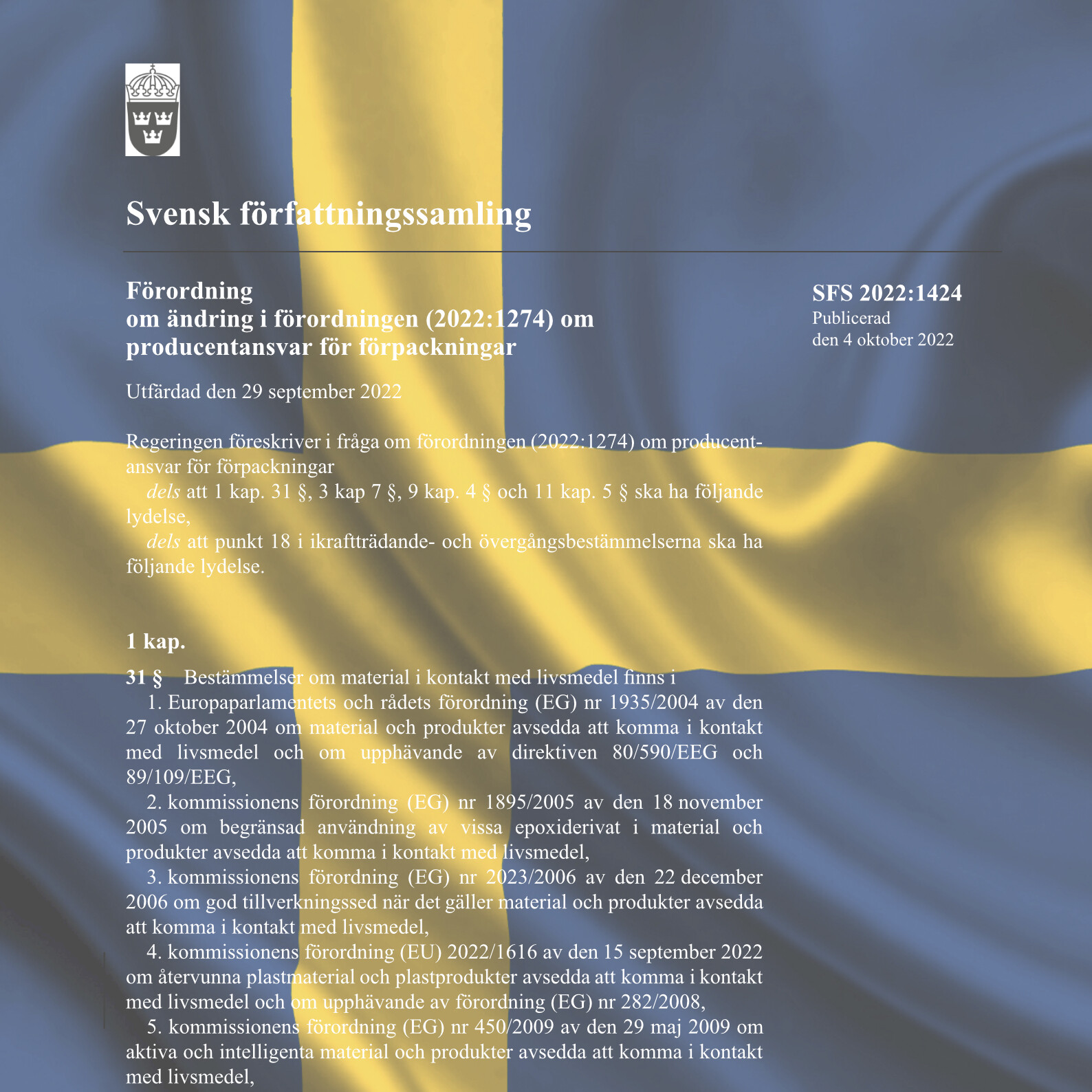 Swedish Packaging Law EPR: Tasks of Each Participant