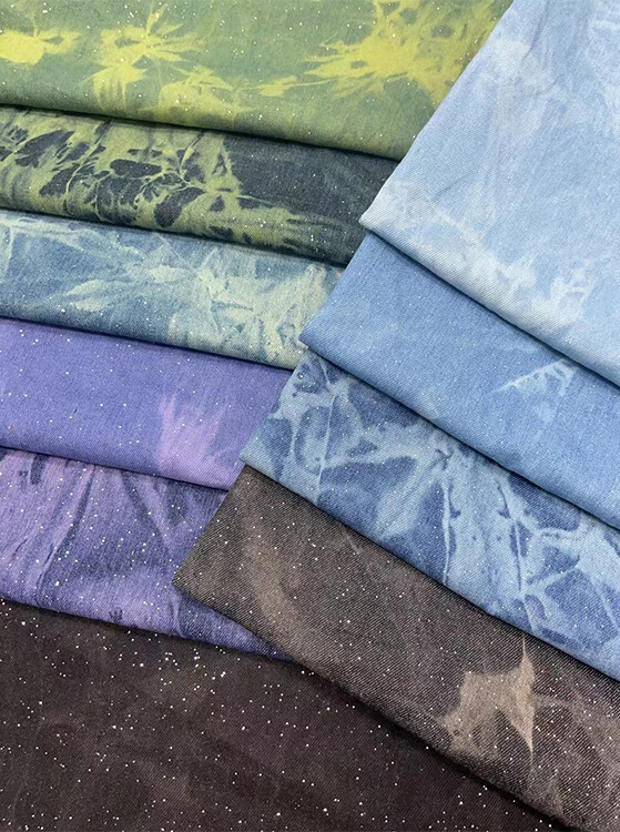 Yunfantex Print Denim Trousers Fabric Tie-dye Heavy Weight Pant Woven Jean Fabrics