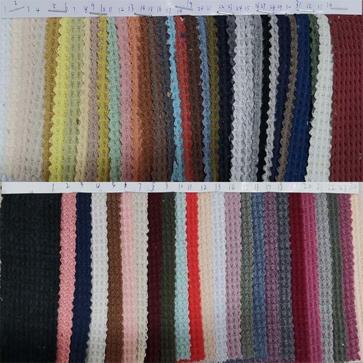 Yunfantex High Quality Solid Color Cotton Polyester Waffle Fabric for Baby Clothing Honeycomb Plain Fabric