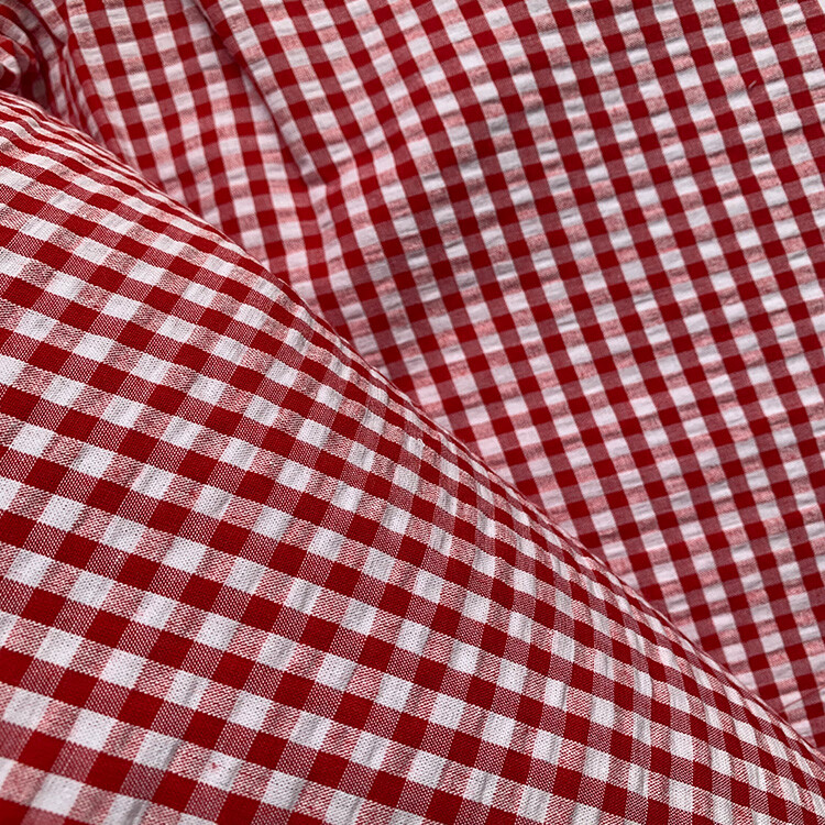 Yunfantex Cotton Yarn Dyed Seersucker Hot Selling Breathable Check Plaid Bubble Fabric