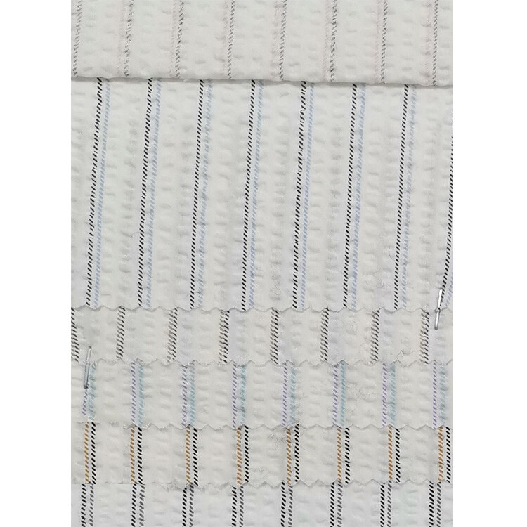 Yunfantex Cotton Stripe Woven Seersucker Check Fabric Texture Fashion Clothing for Women and Children
