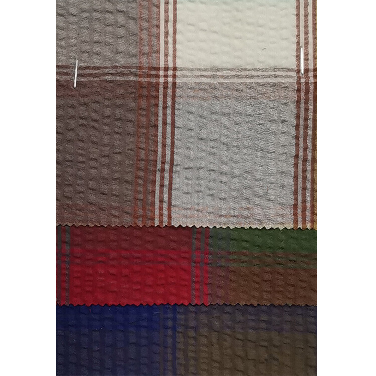 Yunfantex Cotton Stripe Woven Seersucker Check Fabric Texture Fashion Clothing for Women and Children
