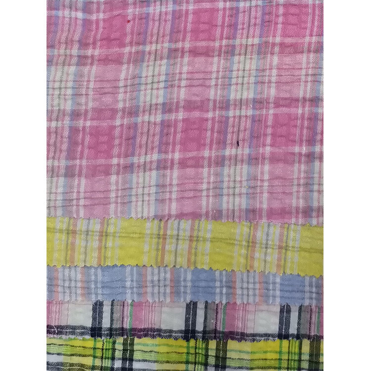 Yunfantex Cotton Stripe Woven Seersucker Check Fabric Texture Fashion Clothing for Women and Children