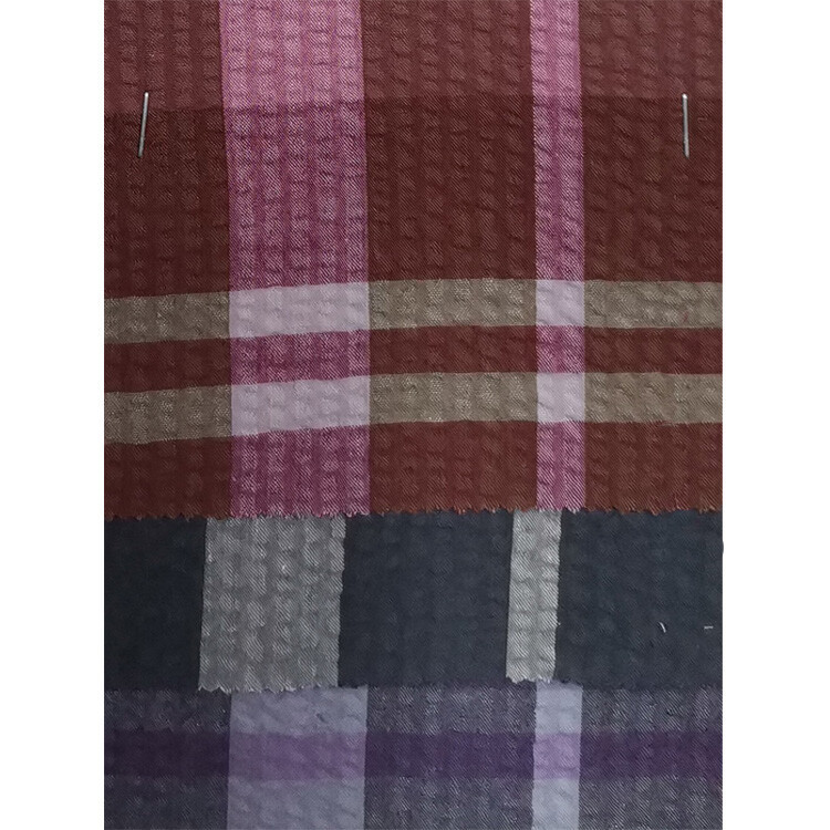 Yunfantex Cotton Stripe Woven Seersucker Check Fabric Texture Fashion Clothing for Women and Children