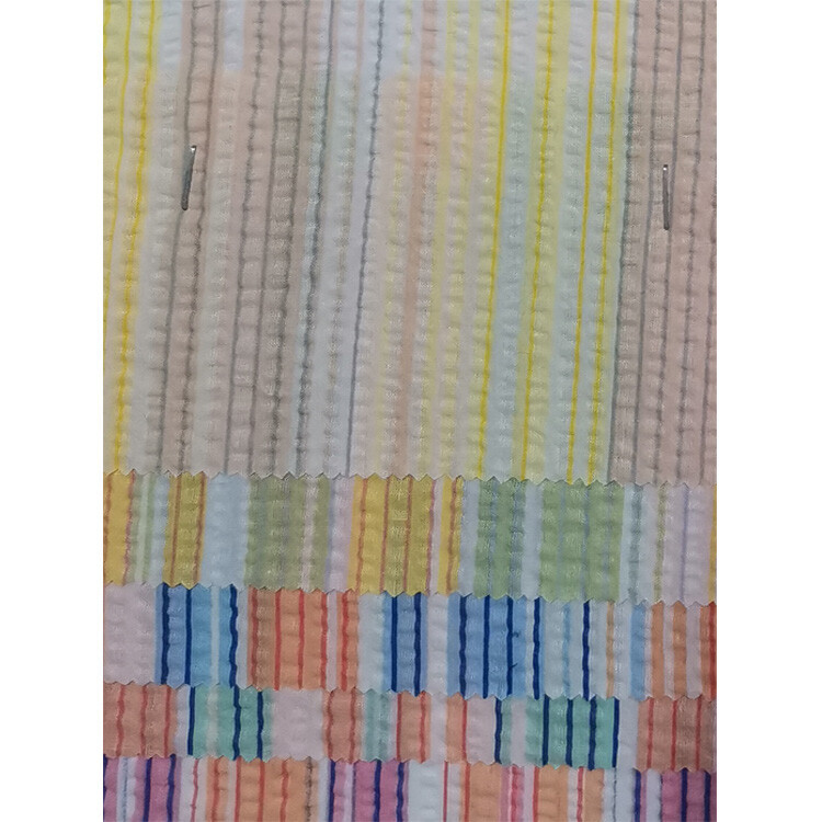 Yunfantex Cotton Stripe Woven Seersucker Check Fabric Texture Fashion Clothing for Women and Children