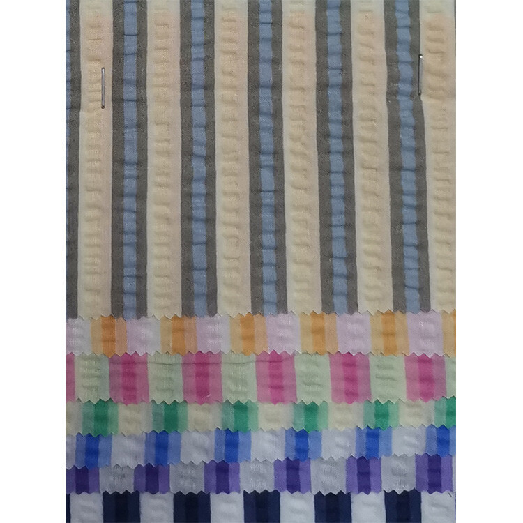 Yunfantex Cotton Stripe Woven Seersucker Check Fabric Texture Fashion Clothing for Women and Children