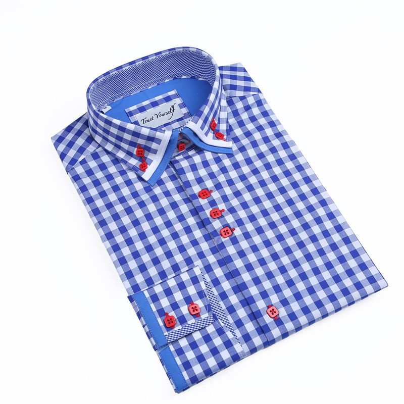 Yunfantex In Stock latest fashion design Italian style double collar men casual shirt