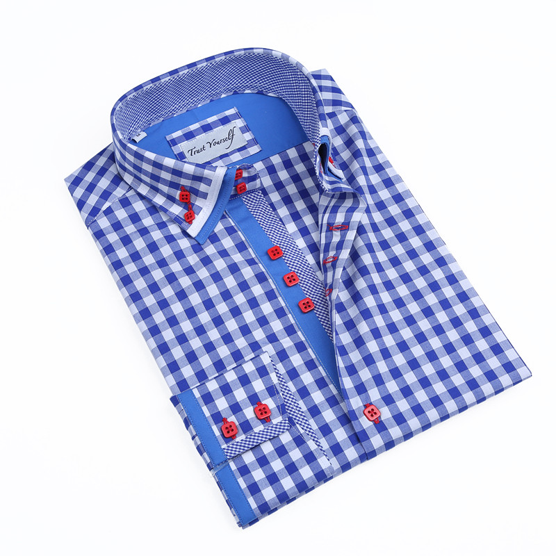 Yunfantex In Stock latest fashion design Italian style double collar men casual shirt