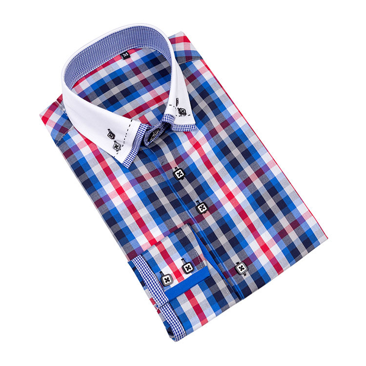 Yunfantex In Stock Wholesale Regular Fit Long Sleeve Shirt For Men Checked Men's Shirt