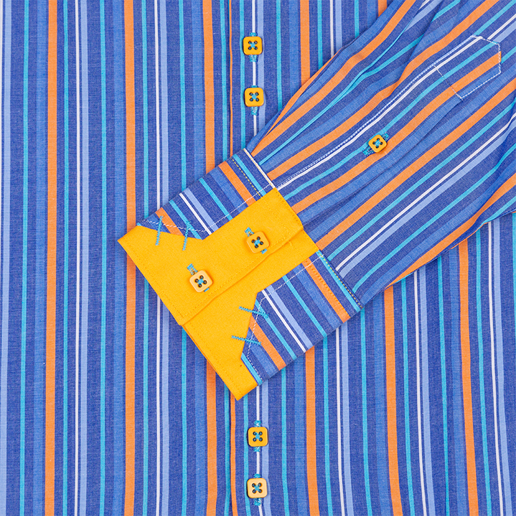 Yunfantex In Stock Designer fashion stripe double collar slim fit men shirts