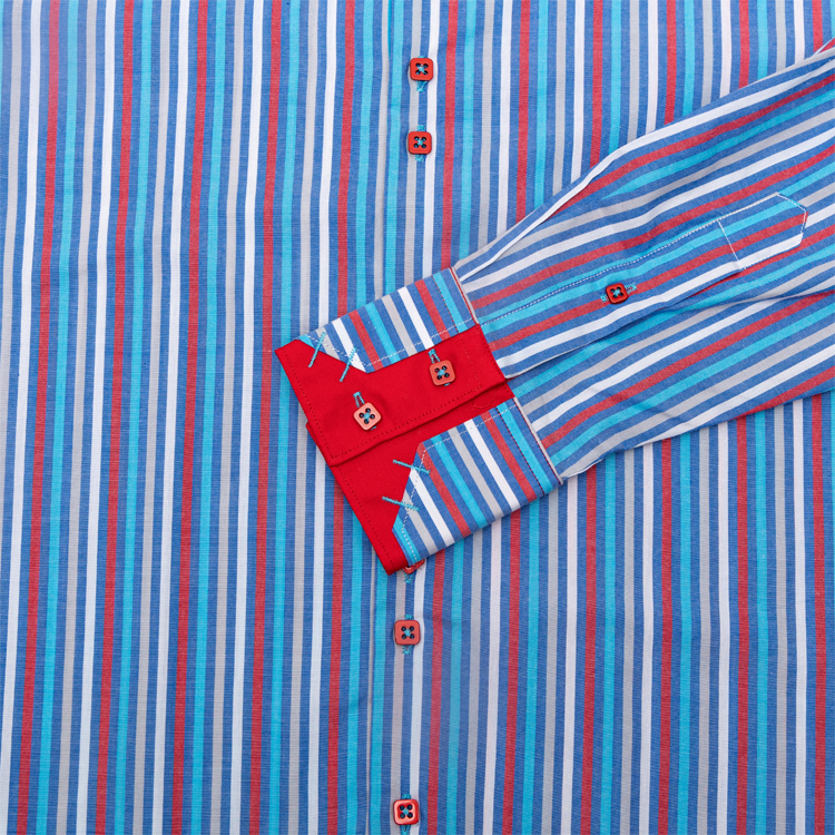 Yunfantex In Stock Spring and Autumn Double Collar Long-sleeved Cotton Shirt Mens Shirt