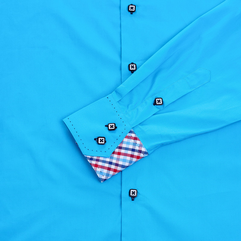 Yunfantex In Stock Hot Sale Men Double Collar Casual Solid Color Long Sleeve Shirt