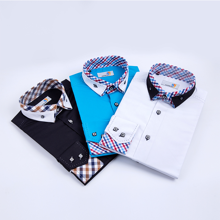 Yunfantex In Stock Promotion men Double Collar Solid Office Formal Shirts For Men