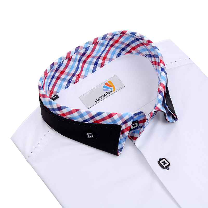 Yunfantex In Stock Promotion men Double Collar Solid Office Formal Shirts For Men