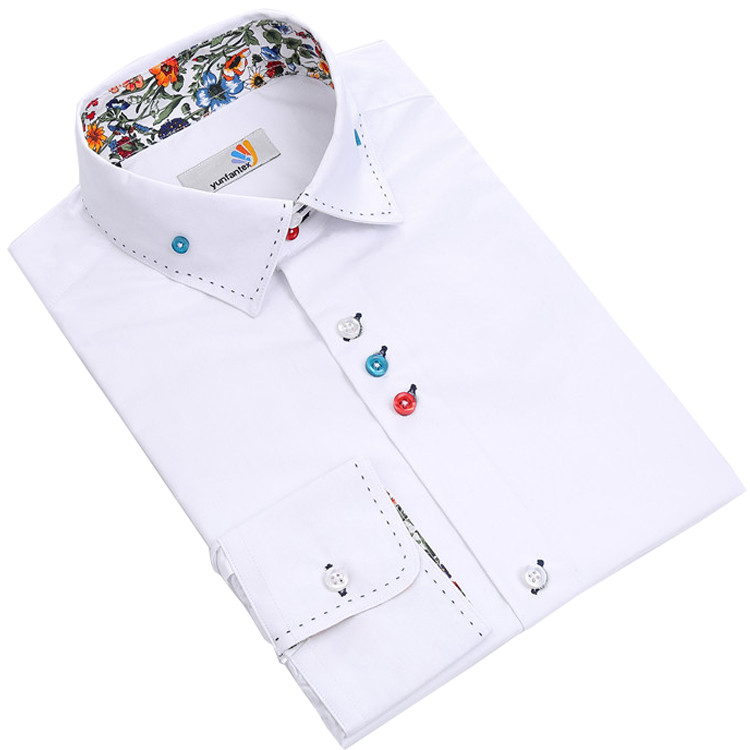 Yunfantex Spring New Business Men's White Shirt Custom Design Long Sleeve Men's Shirts