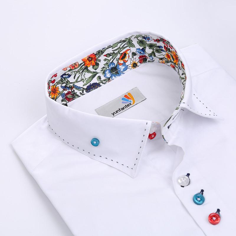 Yunfantex Spring New Business Men's White Shirt Custom Design Long Sleeve Men's Shirts