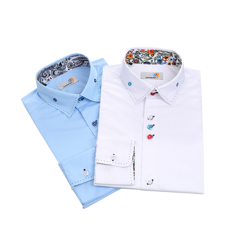 Yunfantex Spring New Business Men's White Shirt Custom Design Long Sleeve Men's Shirts