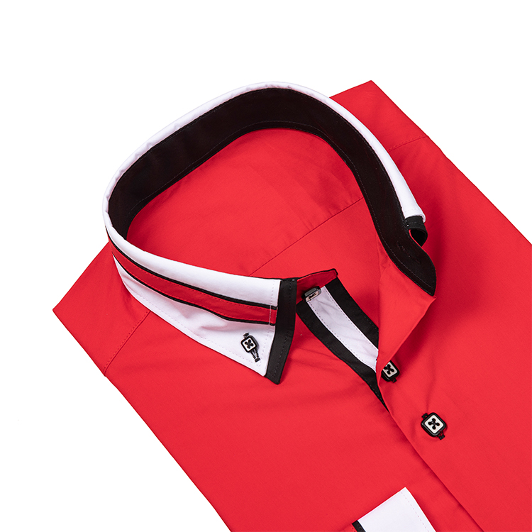 Yunfantex New arrival men double collar shirt  long sleeve top quality casual cotton shirts for men