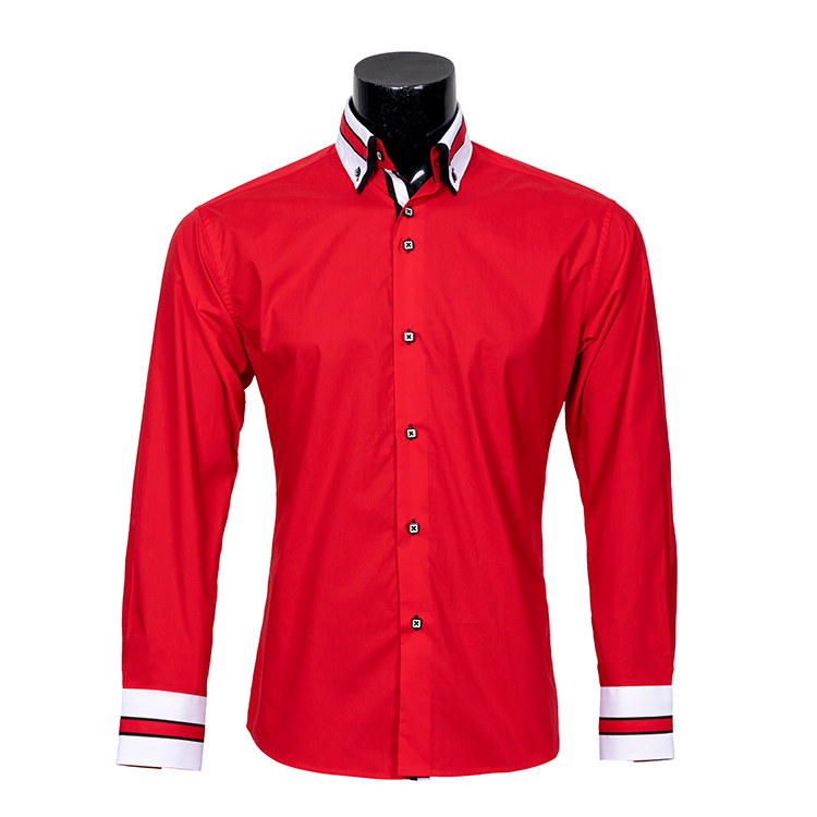 Yunfantex New arrival men double collar shirt  long sleeve top quality casual cotton shirts for men