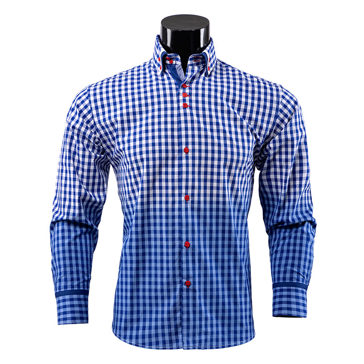 Yunfantex Slim Fit Shirt Men's Gradient Color Design Shirt High Quality Double Collar Shirt